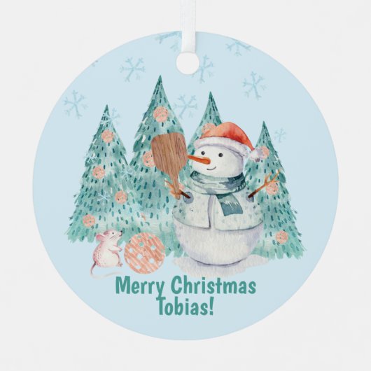 Pickleball Snowmen, kerst met een klein beetje Metalen Ornament (Voorkant)