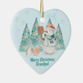 Pickleball Snowmen, kleine kerst voor Grandad Keramisch Ornament (Rechts)