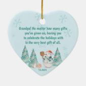 Pickleball Snowmen, kleine kerst voor Grandad Keramisch Ornament (Achterkant)