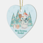 Pickleball Snowmen, kleine kerst voor Grandad Keramisch Ornament (Links)