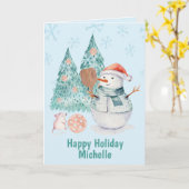 Pickleball Snowmen, kleine kerstKaart Kaart (Gele Bloem)