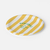 Pickleball Social Club Crest Yellow Cabana Stripe Papieren Bordje (Gekanteld)