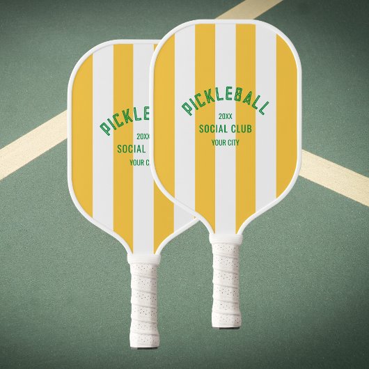 Pickleball Social Club Custom Yellow Cabana Stripe Paddle