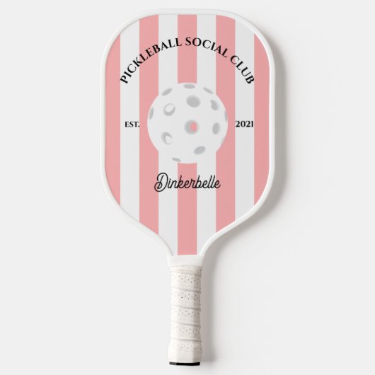 Pickleball Social Club Gestreept Gepersonaliseerd Pickleball Paddle (Achterkant)