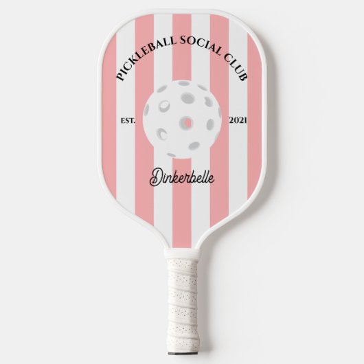 Pickleball Social Club Gestreept Gepersonaliseerd Pickleball Paddle (Voorkant)