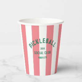 Pickleball Social Club Pink Cabana Stripe Party Papieren Bekers
