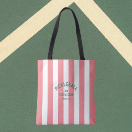 Pickleball Social Club Pink Cabana Stripe Tote Bag