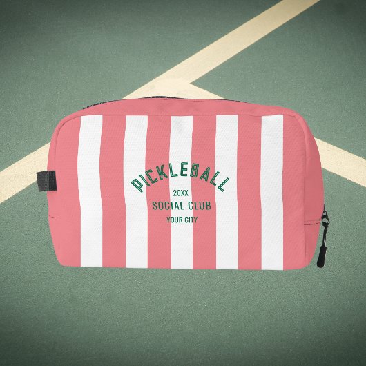 Pickleball Social Club Pink Stripe Monogram Toilettasje