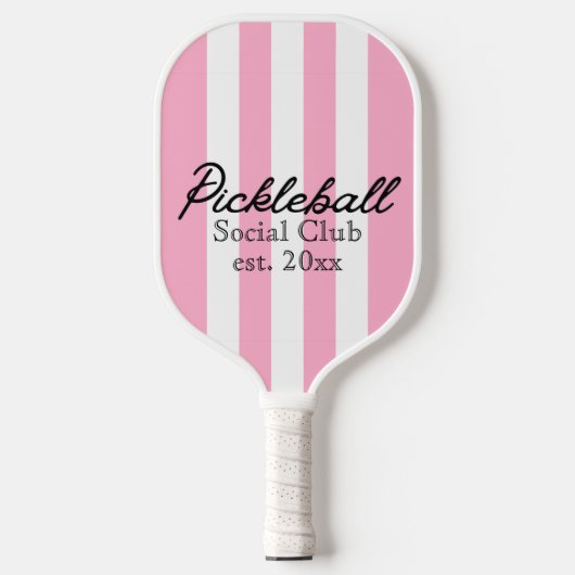 Pickleball Social Club Pink Stripes Retro Pickleball Paddle (Voorkant)