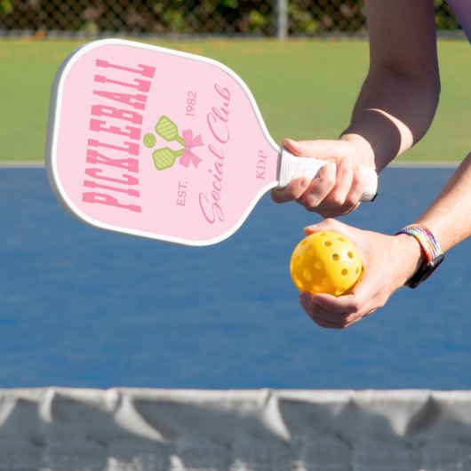 Pickleball Social Club Roze Bow Monogram Paddle (Insitu)