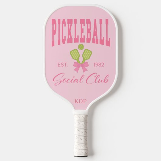 Pickleball Social Club Roze Bow Monogram Pickleball Paddle (Voorkant)