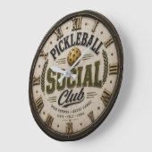 Pickleball Social Club Rustic Player Gift Grote Klok (Hoek)