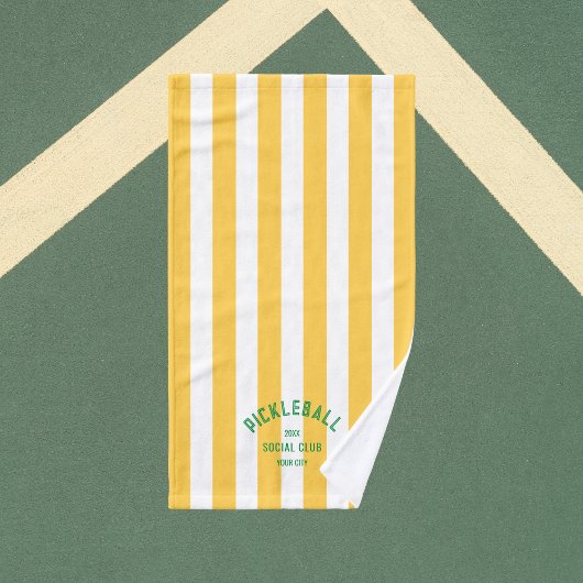 Pickleball Social Club Yellow Cabana Stripe Handdoek