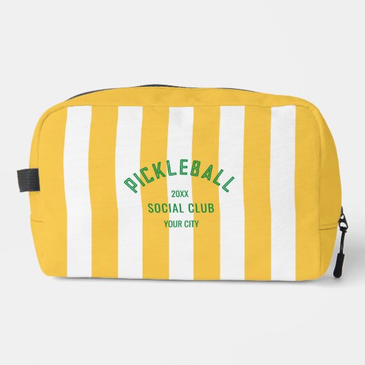 Pickleball Social Club Yellow Stripe Monogram Toilettasje (Voorkant)