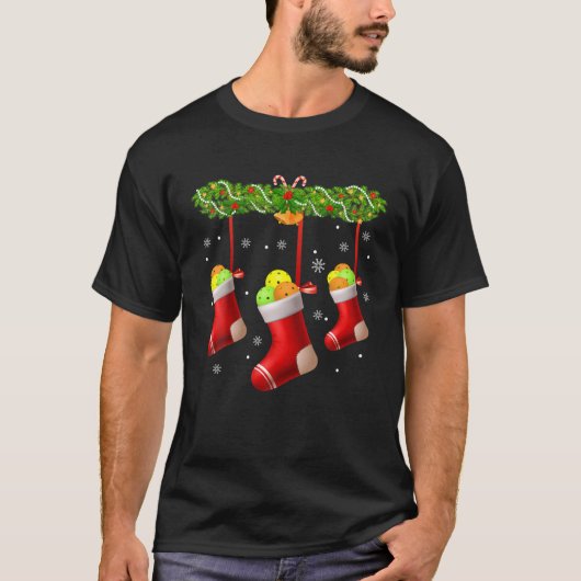 Pickleball Socks kerstboom Pajama Matching Fa T-shirt (Voorkant)