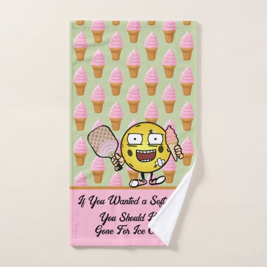 Pickleball Soft Serve Aardbei Roze en Groen Handdoek (Handdoek)