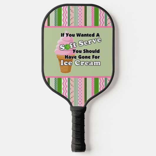 Pickleball Soft Serve? Aardbeienijs Pickleball Paddle (Voorkant)