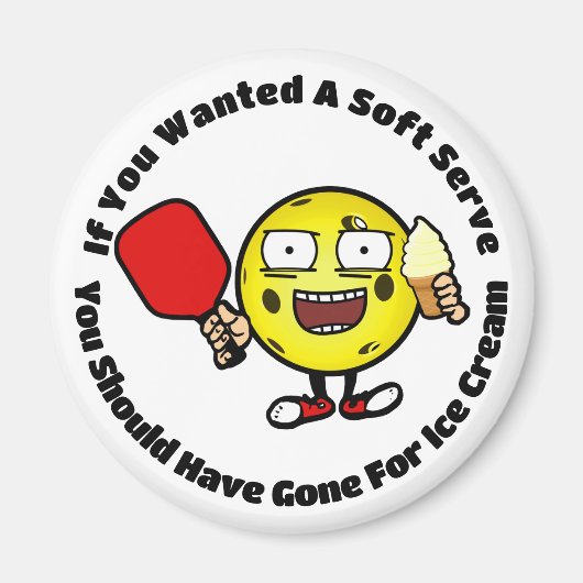 Pickleball Soft Serve Funny Gezegde Cartoon Magneet (Voorkant)