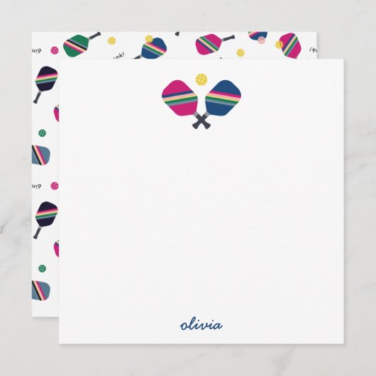 Pickleball Speciaal Manuscript Name Blue Note Card Notitiekaartje (Voorkant / Achterkant)