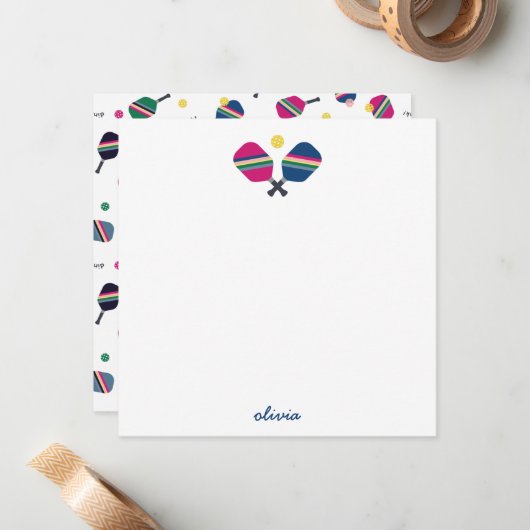 Pickleball Speciaal Manuscript Name Blue Note Card Notitiekaartje (Voorkant / Achterkant in situ)