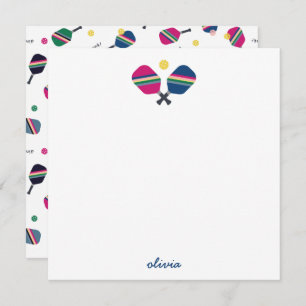 Pickleball Speciaal Manuscript Name Blue Note Card Notitiekaartje