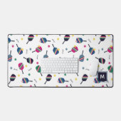 Pickleball Speciaal Monogram Blauw Groen Roze Bureaumat (Keyboard & Muis)