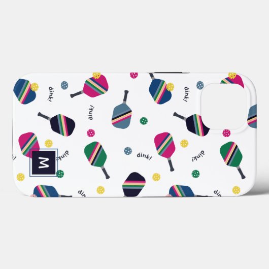 Pickleball Speciaal Monogram Blauw Groen Roze Case-Mate iPhone Case (Achterkant (horizontaal))