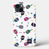 Pickleball Speciaal Monogram Blauw Groen Roze Case-Mate iPhone Case (Achterkant)