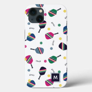 Pickleball Speciaal Monogram Blauw Groen Roze Case-Mate iPhone Case