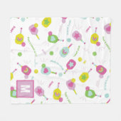 Pickleball Speciaal Monogram Blauw Groen Roze Fleece Deken (Voorkant (Horizontaal))