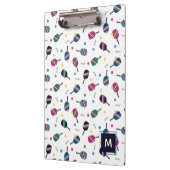 Pickleball Speciaal Monogram Blauw Groen Roze Klembord (Links)