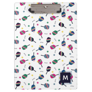 Pickleball Speciaal Monogram Blauw Groen Roze Klembord