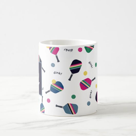 Pickleball Speciaal Monogram Blauw Groen Roze Koffiemok (Center)