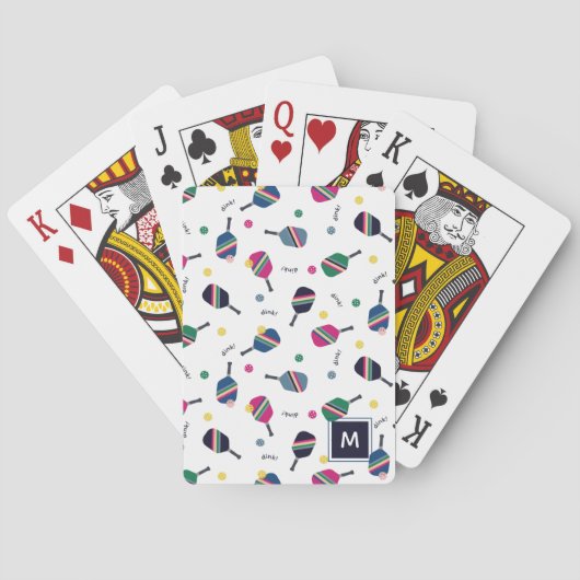 Pickleball Speciaal Monogram Blauw Groen Roze Pokerkaarten (Achterkant)