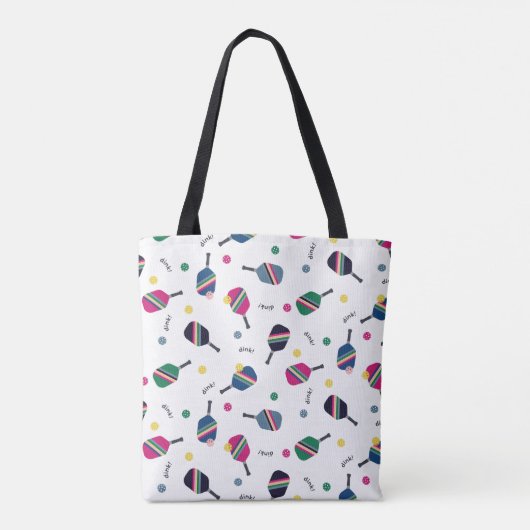 Pickleball Speciaal Monogram Blauw Groen Roze Tote Bag (Achterkant)