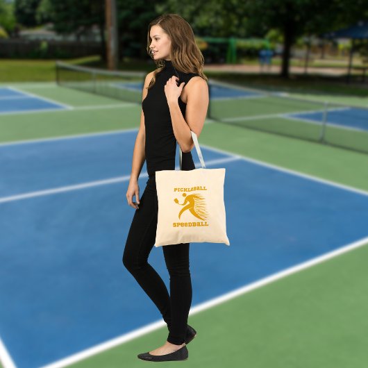 Pickleball Speedball speler met snelheid Tote Bag