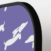 Pickleball Spelen Dachshund Mam Paarse Pickleball Paddle (Links Detail)