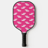 Pickleball Spelen Dachshund Mam Roze Paddle (Voorkant)