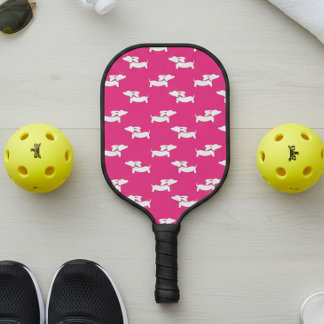 Pickleball Spelen Dachshund Mam Roze Paddle