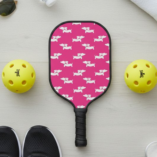 Pickleball Spelen Dachshund Mam Roze Paddle