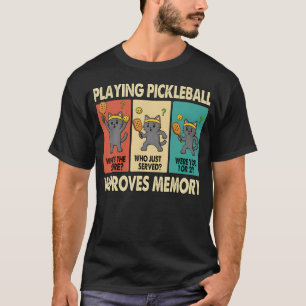 Pickleball Spelen Verbetert Geheugen Grappige Kat T-shirt