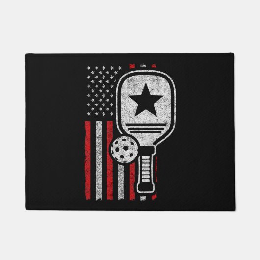 Pickleball Speler - Amerikaanse Vlag Pickleball - Deurmat (Voorkant)
