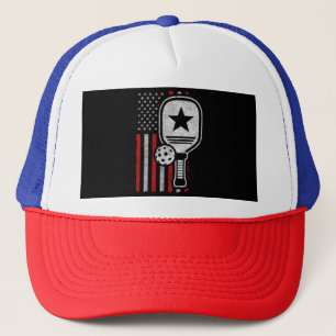Pickleball Speler - Amerikaanse Vlag Pickleball - Trucker Pet