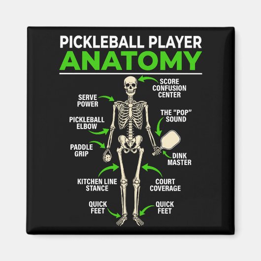 Pickleball-speler anatomie grappige dink pickle ba magneet (Voorkant)