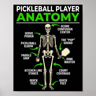 Pickleball-speler anatomie grappige dink pickle-ba poster