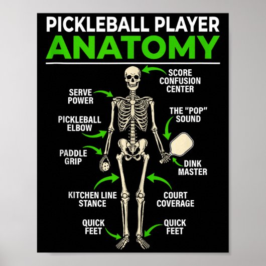 Pickleball-speler anatomie grappige dink pickle-ba poster (Voorkant)