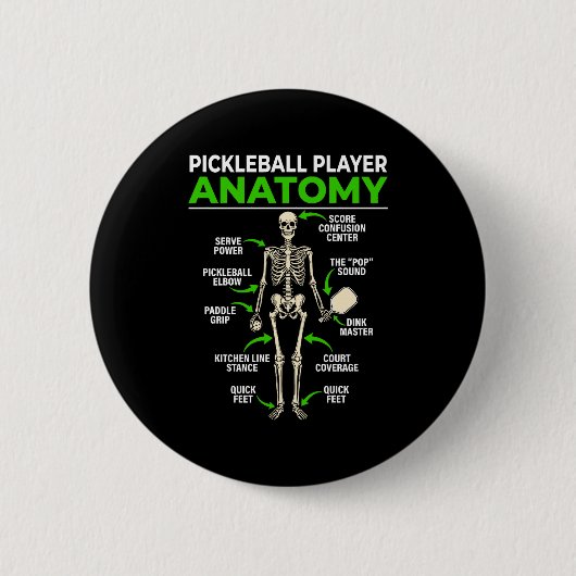 Pickleball-speler anatomie grappige dink pickle ba ronde button 5,7 cm (Voorkant)