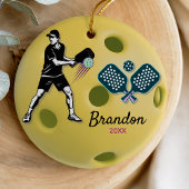 Pickleball speler atleet sport peddels op maat keramisch ornament