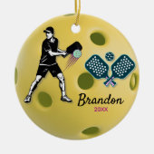 Pickleball speler atleet sport peddels op maat keramisch ornament (Voorkant)