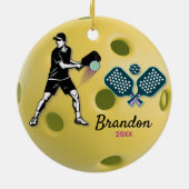 Pickleball speler atleet sport peddels op maat keramisch ornament (Achterkant)